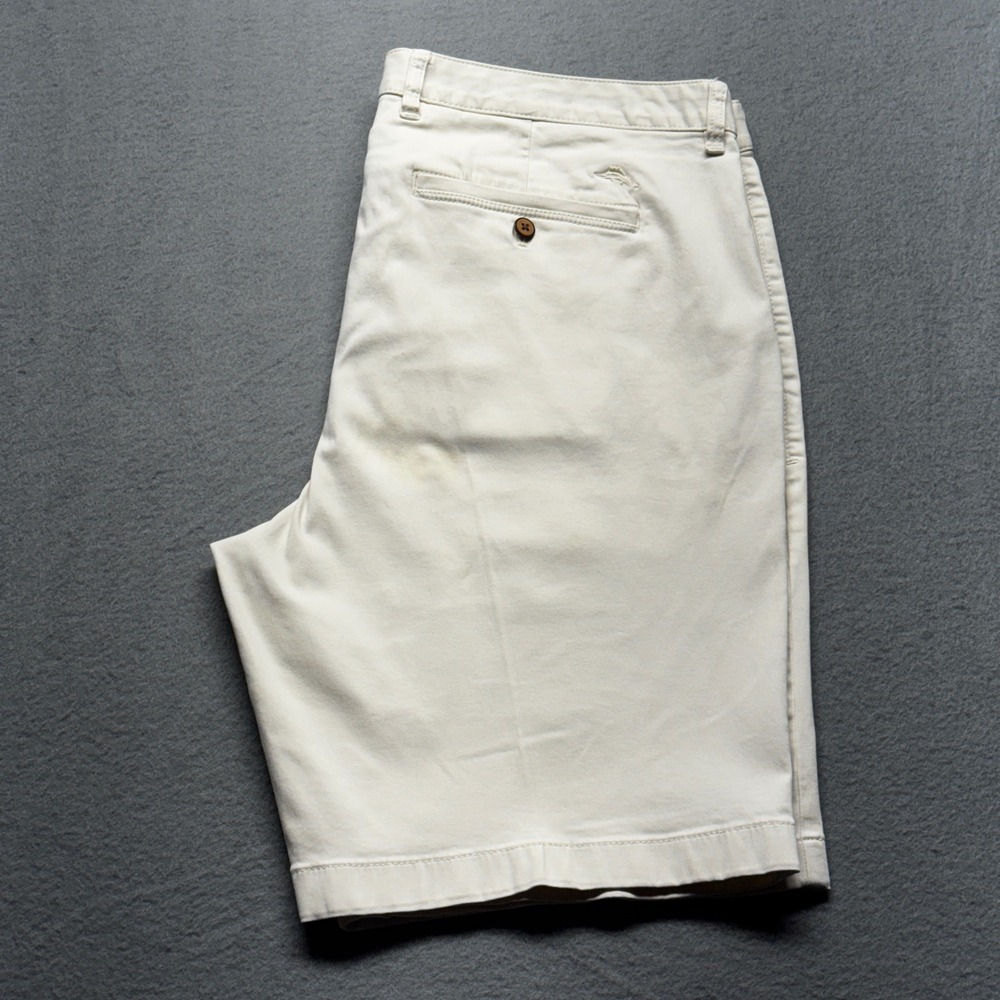 Tommy Bahama Boracay Chino Shorts Mens 40 Khaki Beige Stretch Cotton 10" Inseam